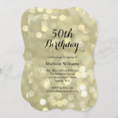 Elegant Gold Lights 50e verjaardag Uitnodiging (Voorkant / Achterkant)