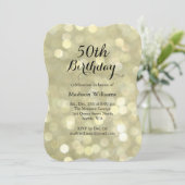 Elegant Gold Lights 50e verjaardag Uitnodiging (Staand voorkant)