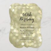 Elegant Gold Lights Birthday Uitnodiging (Voorkant / Achterkant)