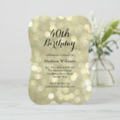 Elegant Gold Lights Birthday Uitnodiging (Staand voorkant)