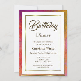 Elegant Gold Lijst 30th Birthday Dinner Invitation Kaart