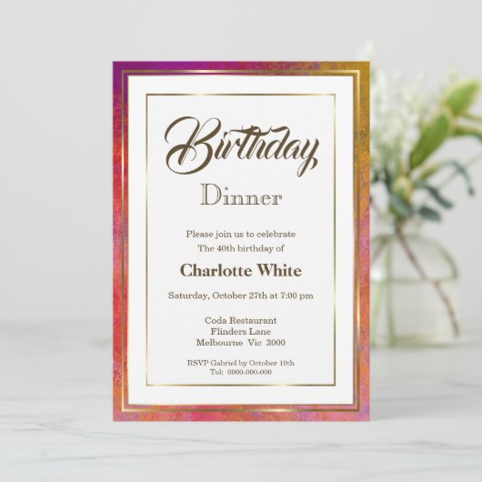 Elegant Gold Lijst 40e geboortedag Kaart (Staand voorkant)