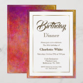 Elegant Gold Lijst 60th Birthday Dinner Invitation Kaart (Voorkant / Achterkant)