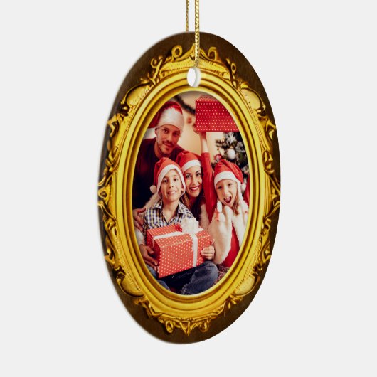 Elegant Gold Lijst - Aangepast fotoovaal Keramisch Ornament (Rechts)