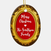 Elegant Gold Lijst - Aangepast fotoovaal Keramisch Ornament (Achterkant)