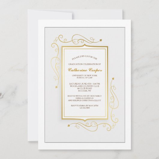 Elegant Gold Lijst Afstuderen Kaart (Voorkant)