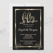 Elegant Gold Lijst, Black 50th Birthday Party Kaart (Voorkant)