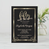 Elegant Gold Lijst, Black 50th Birthday Party Kaart (Staand voorkant)