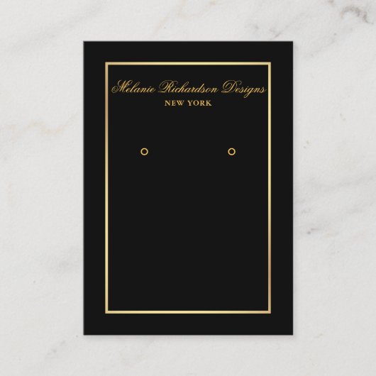 Elegant Gold Lijst Black earing Display Card Visitekaartje (Voorkant)