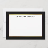 Elegant Gold Lijst Black en White Stripes Notitiekaartje (Voorkant)