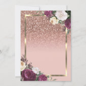 Elegant Gold Lijst Burgundy Rozen Quinceañera Kaart (Achterkant)