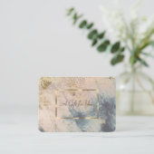 Elegant Gold Lijst, Confetti Blue Marble Kortingskaartje (Staand voorkant)