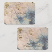 Elegant Gold Lijst, Confetti Blue Marble Kortingskaartje (Voorkant / Achterkant)
