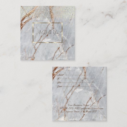 Elegant Gold Lijst, Confetti Marble Kortingskaartje (Voorkant / Achterkant)