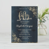 Elegant Gold Lijst Dark Blue 50th Birthday Kaart (Staand voorkant)