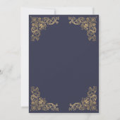Elegant Gold Lijst Dark Navy Blue Birthday Party Kaart (Achterkant)
