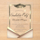 Elegant Gold Lijst Diamonds Afstuderen Acryl Uitnodigingen (Voorkant)
