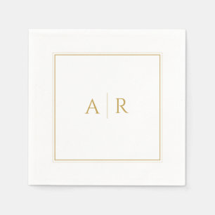 Elegant Gold Lijst en Initialen Wedding Favor Servet