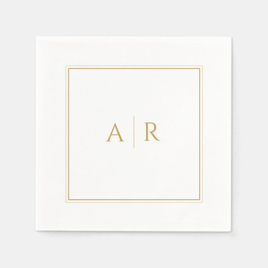 Elegant Gold Lijst en Initialen Wedding Favor Servet (Voorkant)