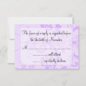 Elegant Gold Lijst en Paarse Damask RSVP Kaartje (Achterkant)