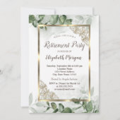 Elegant Gold Lijst, Eucalyptus Greenery Retirement Kaart (Voorkant)