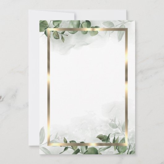 Elegant Gold Lijst, Eucalyptus Greenery Retirement Kaart (Achterkant)