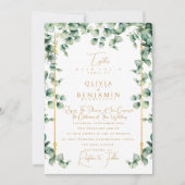 Elegant Gold Lijst & Eucalyptus greenery Wedding Kaart (Voorkant)