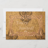Elegant Gold Lijst | Fleur de Lis Mardi Gras Party Kaart (Voorkant)