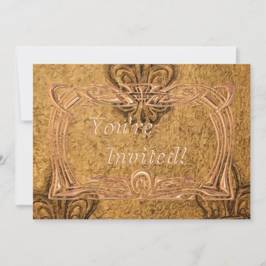 Elegant Gold Lijst | Fleur de Lis Mardi Gras Party Kaart (Voorkant)