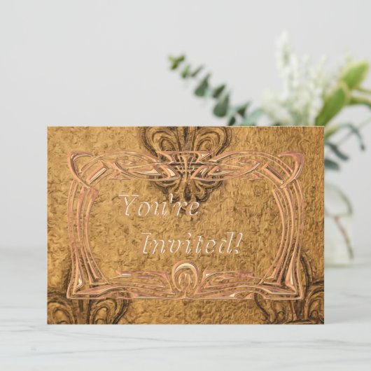 Elegant Gold Lijst | Fleur de Lis Mardi Gras Party Kaart (Staand voorkant)