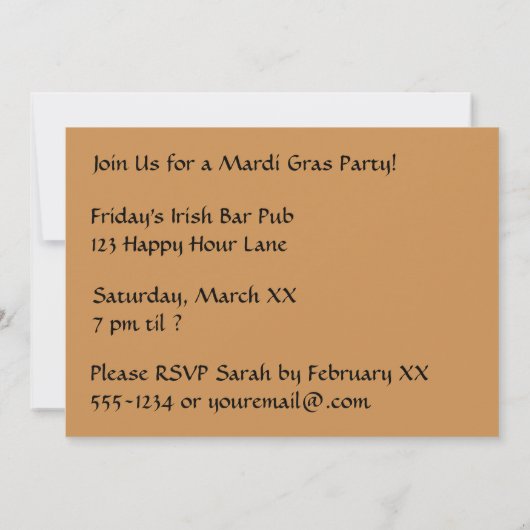 Elegant Gold Lijst | Fleur de Lis Mardi Gras Party Kaart (Achterkant)