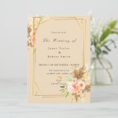 Elegant Gold Lijst Floral Blush Border Wedding Kaart (Staand voorkant)