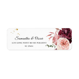Elegant Gold Lijst Floral Red & Roze Etiket