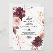 Elegant Gold Lijst Floral Red & Roze Kaart (Voorkant)