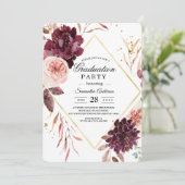 Elegant Gold Lijst Floral Red & Roze Kaart (Staand voorkant)