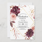 Elegant Gold Lijst Floral Red & Roze Kaart (Voorkant)