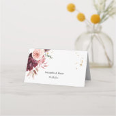Elegant Gold Lijst Floral Red & Roze Plaatskaartje (Achterkant)