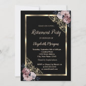 Elegant Gold Lijst Flowers Retirement Kaart (Voorkant)