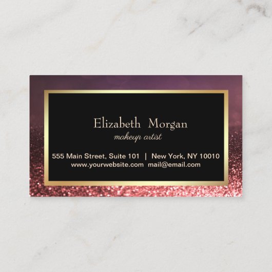 Elegant Gold Lijst Glitter Bokeh Loyalty Kaart (Achterkant)