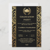 Elegant gold Lijst Graduation Party Invitation Kaart (Voorkant)