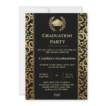 Elegant gold Lijst Graduation Party Invitation