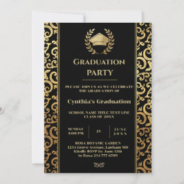 Elegant gold Lijst Graduation Party Invitation Kaart