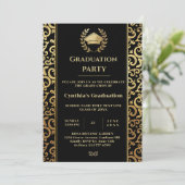 Elegant gold Lijst Graduation Party Invitation Kaart (Staand voorkant)