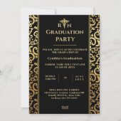 Elegant gold Lijst Graduation Party Invitation Kaart (Voorkant)