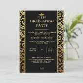 Elegant gold Lijst Graduation Party Invitation Kaart (Staand voorkant)