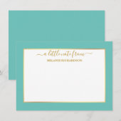Elegant Gold Lijst - Grootte kiezen - Blauwgroen Notitiekaartje (Voorkant / Achterkant)