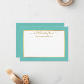 Elegant Gold Lijst - Grootte kiezen - Blauwgroen Notitiekaartje (Voorkant / Achterkant in situ)