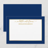 Elegant Gold Lijst - Kies formaat - marineblauw Notitiekaartje (Voorkant / Achterkant)