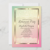 Elegant Gold Lijst Lace Ombre Retirement Party Kaart (Voorkant)