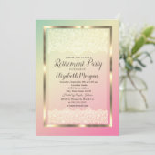 Elegant Gold Lijst Lace Ombre Retirement Party Kaart (Staand voorkant)